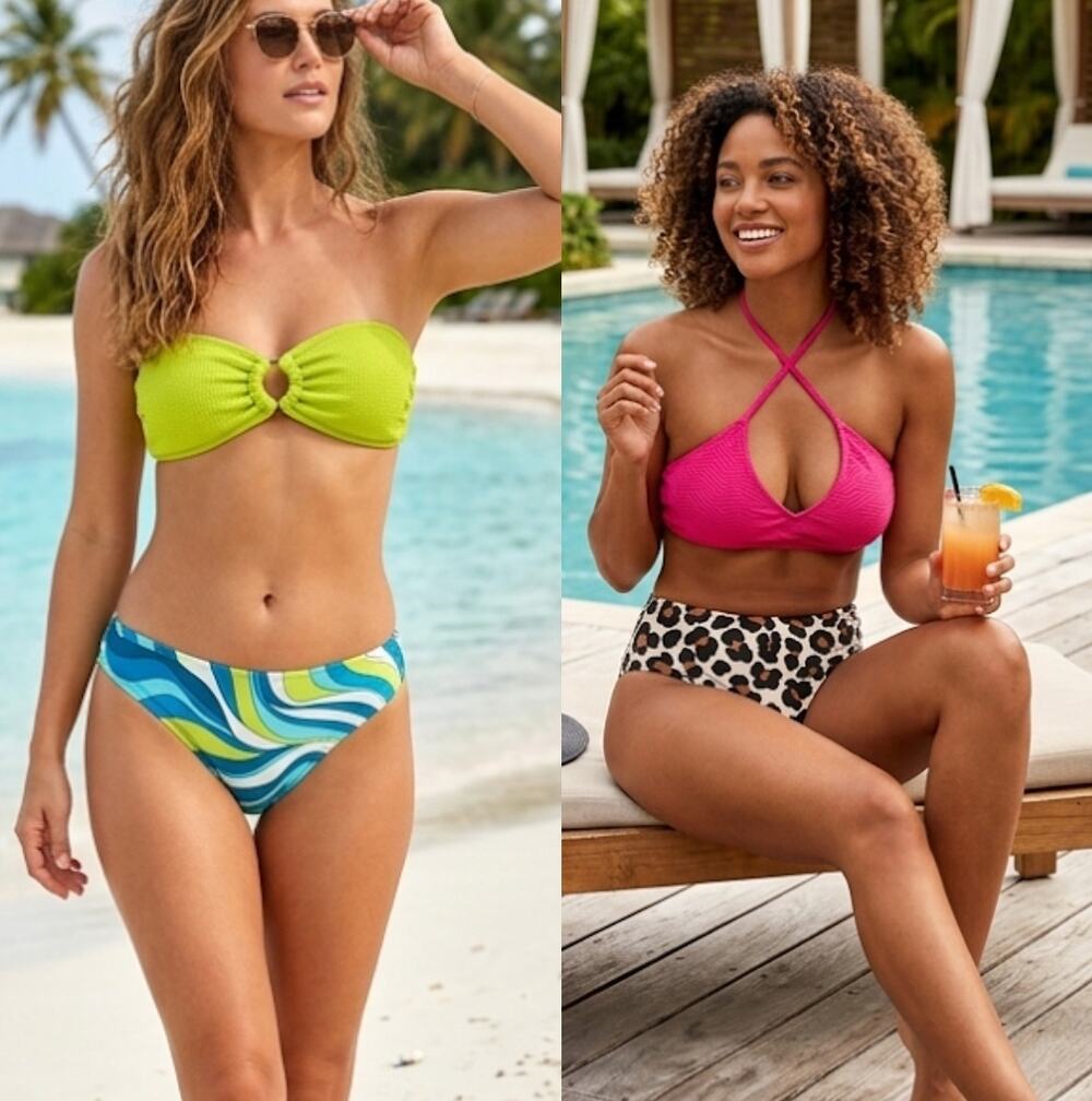 NWT Michael Kors & Cupshe Bikini Swimsuit Mix Match Beach Swim BUNDLE of 4 Sz M